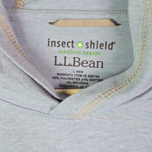 LL Bean Insect Shield Hoodie Blue L Lightweight Outdoor Active
